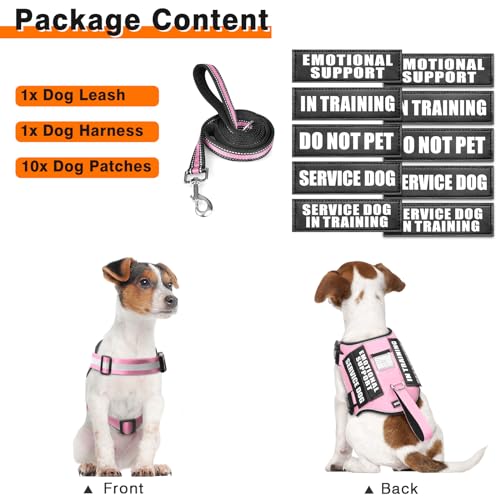 Service Dog Harness and Leash Set (Medium / Pink)