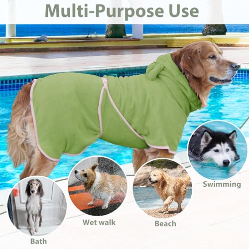 Dog Bathrobe Super Absorbent Towel Robe (Olive Green / Small)
