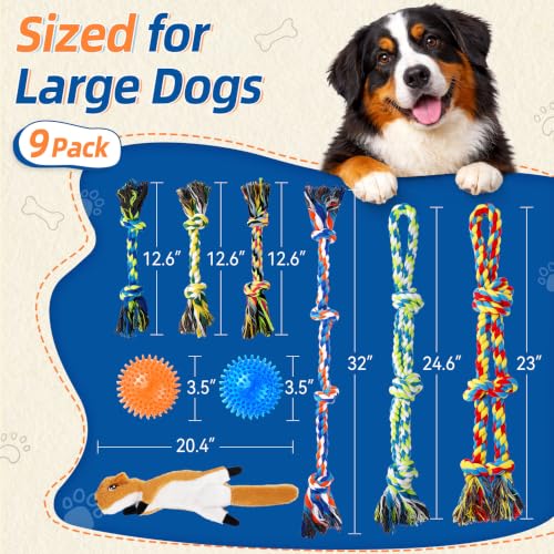 9 Pack Dog Rope Toy Set for Large Dogs (Multiple colors)