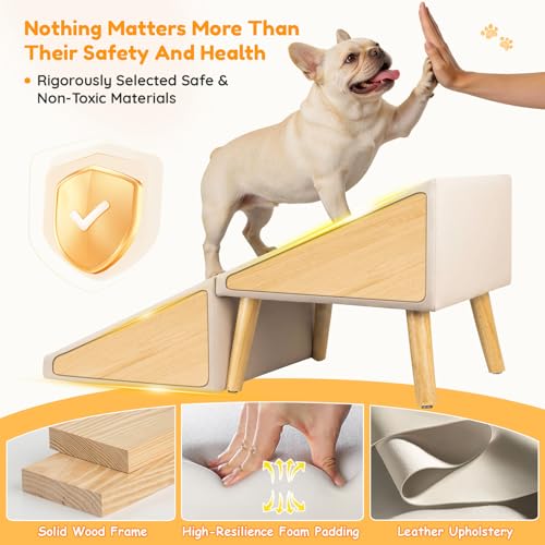 17" H Dog Stairs for Small Dogs (Beige / 17" H)