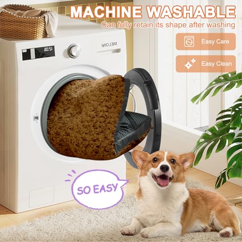 Washable Dog Beds for Crate (23.0"L x 17.0"W x 3.5"Th / Brown)