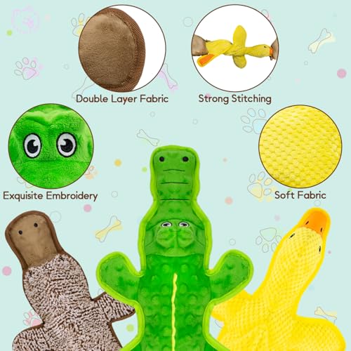 No Stuffing Dog Squeak Toys (Yellow&Coffee&Green)