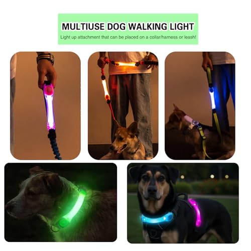 LED Dog Leash with Light Heavy Duty for Large Dogs Night Walking (YellowOrange+Tangerine light)