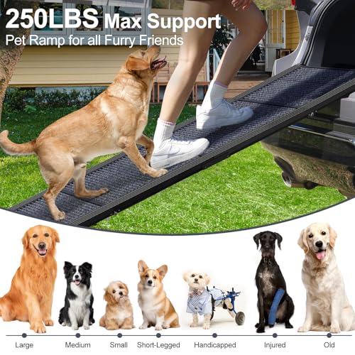 Dog Ramp for Car Truck 63" L × 17" W (Upgraded 63" L x 17.3" W)
