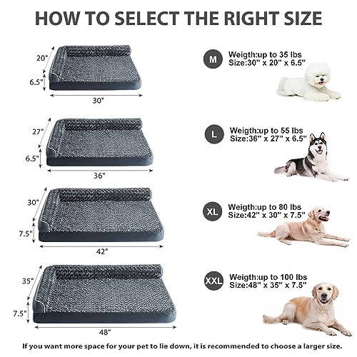 Orthopedic Washable Dog Bed (Dark Grey / 36.0"l x 27.0"w x 6.5"th)