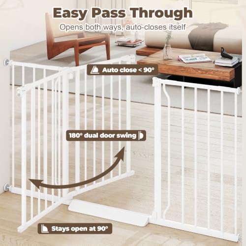 29" 55" Wide Baby Gate for Stairs & Doorways (White / 29-55"Wide, 30"Tall)