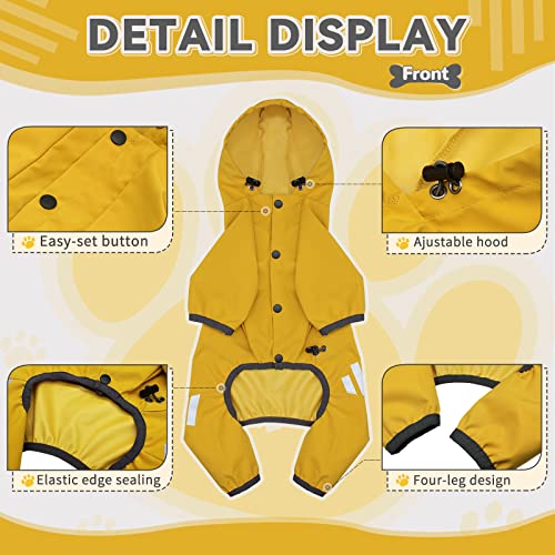 Dog Raincoat Waterproof Dog Rain Jacket with Hood (S(Back Length12'') / Yellow)