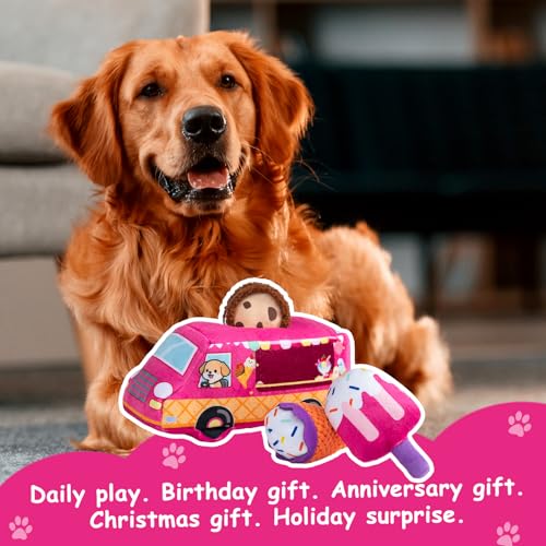 Squeaky Hide and Seek Dog Toys for Small and Medium (Ice Cream Truck)
