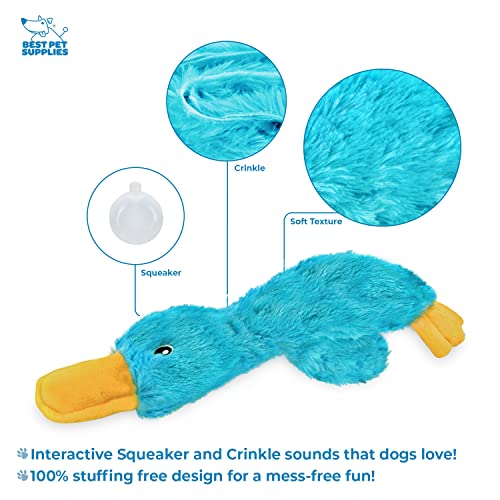 Interactive Squeaky Dog Chew Toy (Crinkle Duck (Yellow, Purple & Turquoise) / Large)