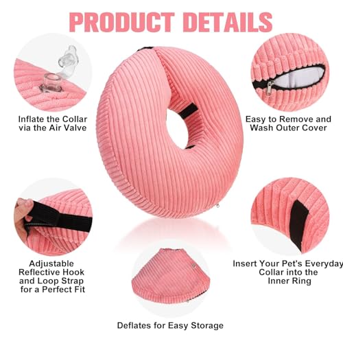 Inflatable Dog Cone Collar (Pink / L(Neck: 16"-18" | Diameter: 19.4"))