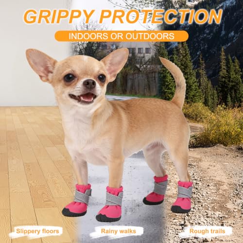 Dog Shoes Small Size Dogs (Pink,Knit Fabric / #2)