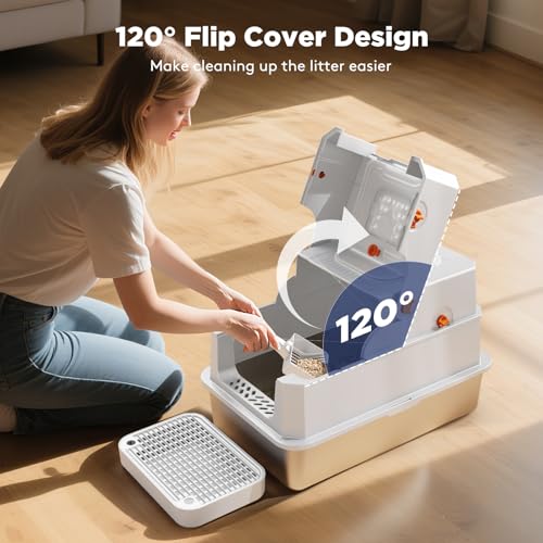 Stainless Steel Litter Box with Lid (X-large / Silver)
