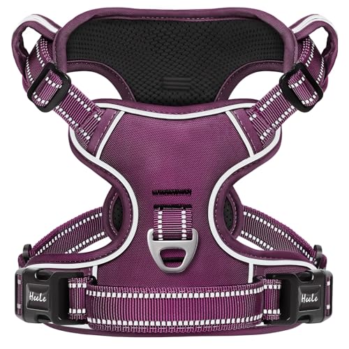 Dog Harness for Large Dogs No Pull Dog Vest Harness for Large Dog with Soft Padded Handle Reflective for Outdoor Training (XL / Purple(Matching Trim))