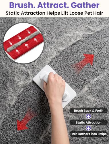 Reusable Pet Hair Remover Brush for Furniture (White+Red / Extra-Large)