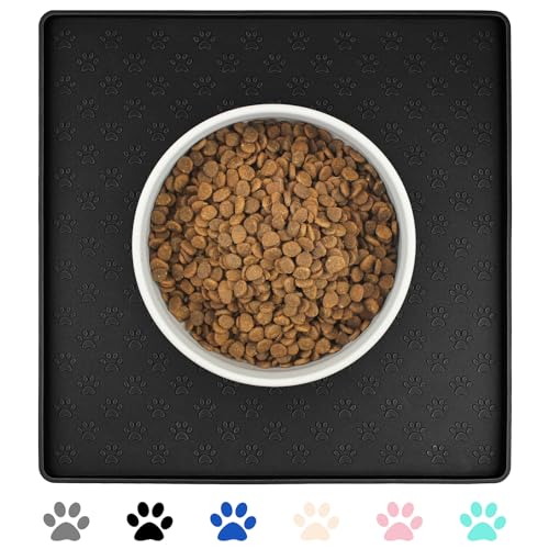 Pet Placemat for Dog and Cat (11.8"L x 11.8"W / Black)