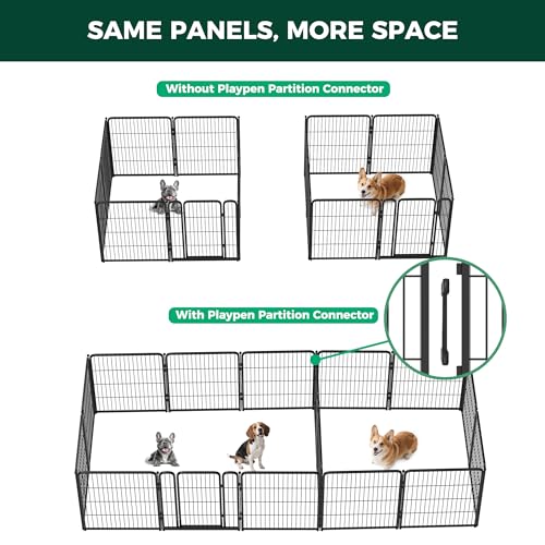 Homeplus Indoor Dog Playpen with Divider Connectors (Black / 32"H)