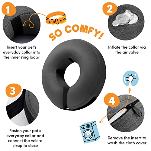 Inflatable Dog Cone Collar Alternative After Surgery Large (Dark Grey / Large [Neck:14"-18"])
