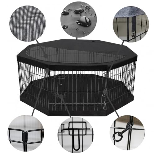 Foldable Metal Dog Exercise Pen (Black / 36''H)