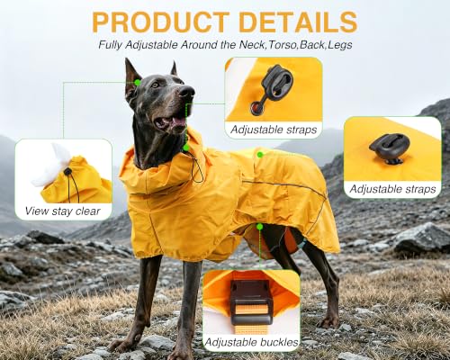 Dog Raincoat with Hood (yellow (Mesh Lining) / L)