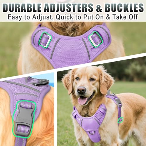 Dog Harness for Medium Sized Dog No Pull Dog Vest ID Tag Pocket (Violet Purple / Medium)