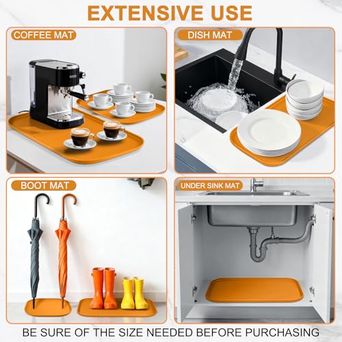 Waterproof Silicone Pet Food Mat with Raised Edge for Dog & Cat (Orange / 19"L x 12"W)