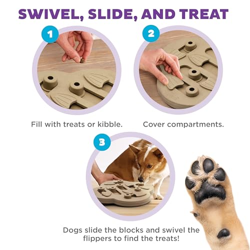 by Nina Ottosson Dog Hide N' Slide Treat Puzzle Enrichment Toy (Dog Hide-N-Slide (Tan) / 1 Count (Pack of 1))