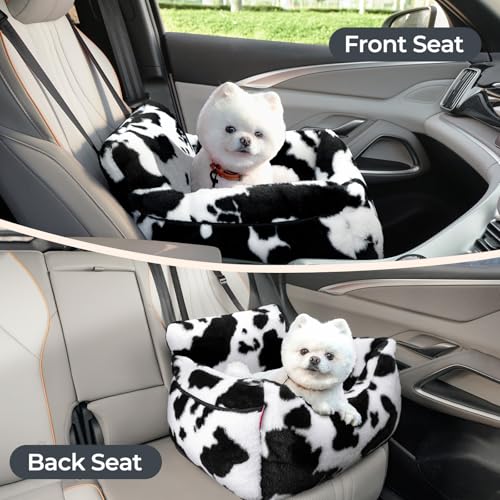 Dog Car Seat for Small Dogs & Cats Under 25 lbs (Milk Cow / Small)