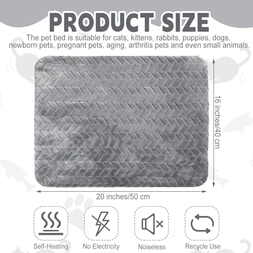 4 Pack Self Warming Cat Bed Mat Self Heating Pad for Dog Extra Warm Winter Pet Pad Washable Thermal Pads Mats for Pets Indoor Outdoor (Gray / 16 x 20 Inch)