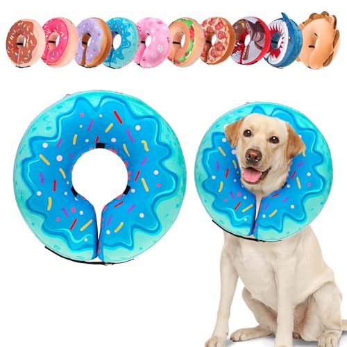 Dog Cone Collar Alternative After Surgery (Blue Donut / L(Neck:16"-18"))