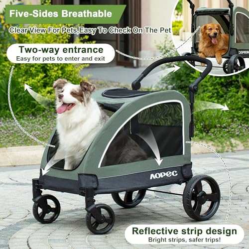 Dog Stroller for Large & Medium Dogs (Green)