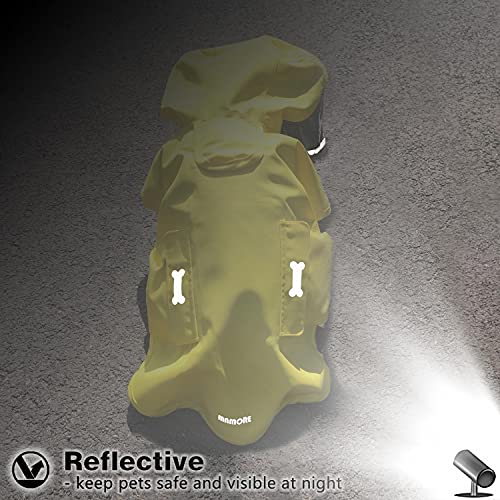 Dog Raincoat Waterproof Rain Poncho with Hoodie (Medium: 13-22lbs / Yellow)