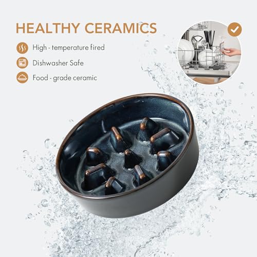 Ceramic Slow Feeder Dog Bowls (1 x Starry Sky - C / S- 6.1inch / 0.9 Cups)
