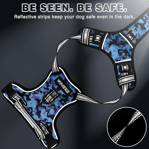 Dog Harness No Pull (Medium / Blue Camo)