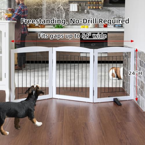 Freestanding Dog Fence Indoor (White / 【3 Panels】60''w x 24''h)