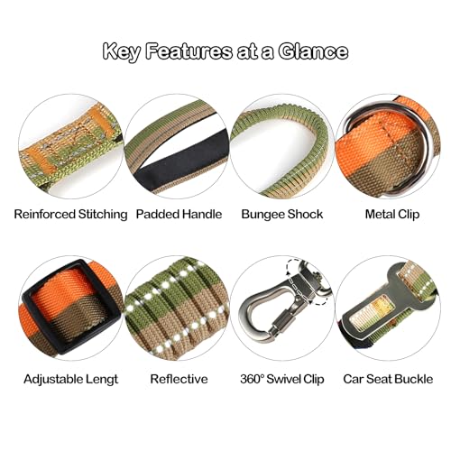 Hands Free Dog Leash with Waist Belt for Running & Walking (Golden Olive)