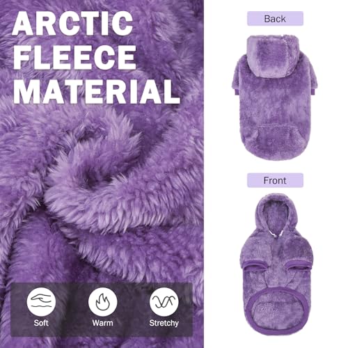 Fleece Dog Sweaters Hoodie for Small Medium Large Dogs Girls Boys (Medium / Purple)