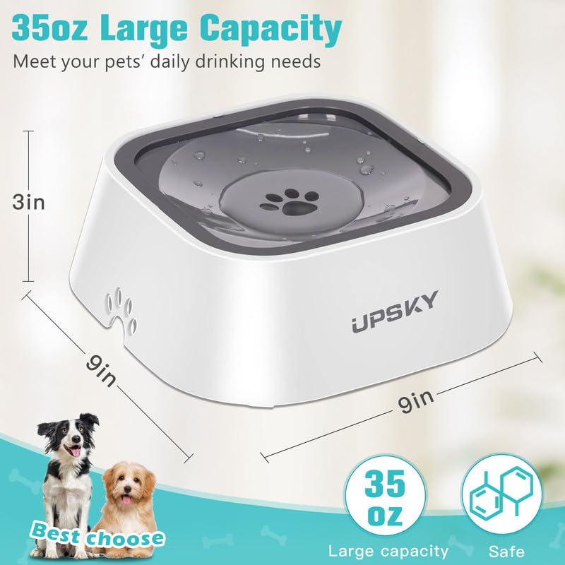 35oz No Spill Pet Water Bowl (Grey)