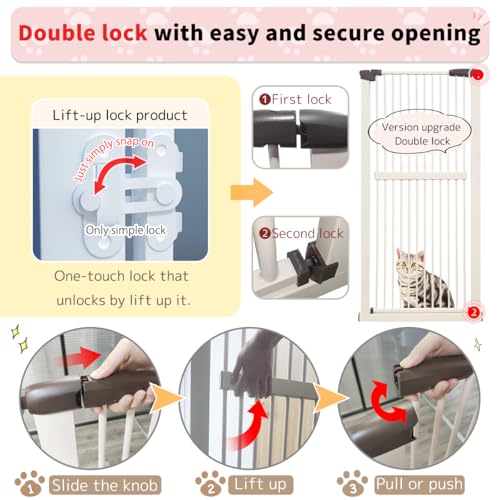 61.02" Extra Tall Pet Gate for Cat Dog 30.12" (61.02" H-cream / 30.12"-59.24" W)