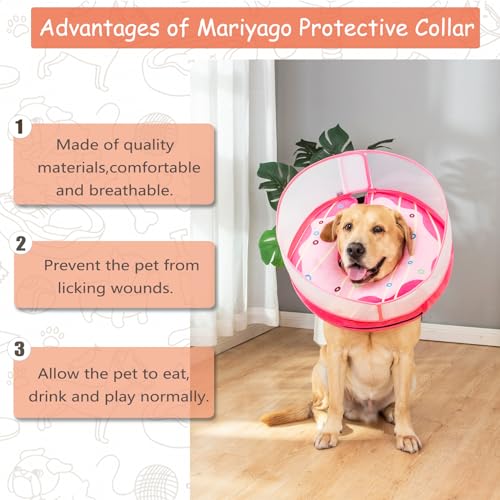 Inflatable Dog Cone Collar for Large Medium Small Dogs (Pink Donut / Medium Plus)