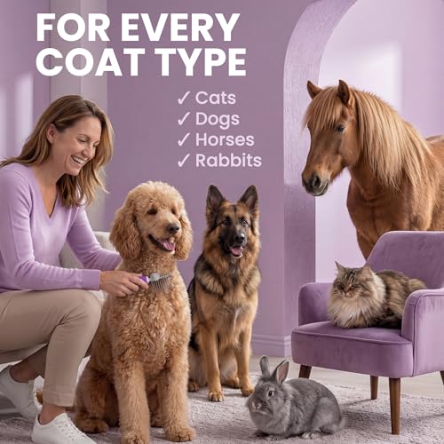Poodle Dematting Fur Rake Comb Brush for Dogs and Cats (Purple / Dematting Comb)