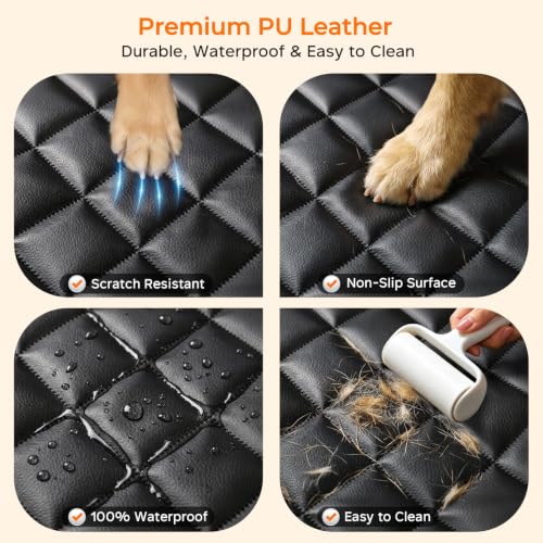 Dog Car Seat Cover for Back Seat (Matte Black / Medium (52" W x 49" L))