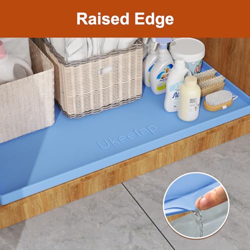 22" x 19" Extra Thick Silicone Mat Waterproof with Raised Edge (Blue / 22"L x 19"W)
