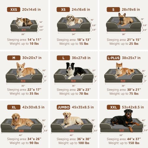 Waterproof Orthopedic Dog Beds for Extra Large Dog (53.0"L x 42.0"W x 8.5"Th / Dark Green)