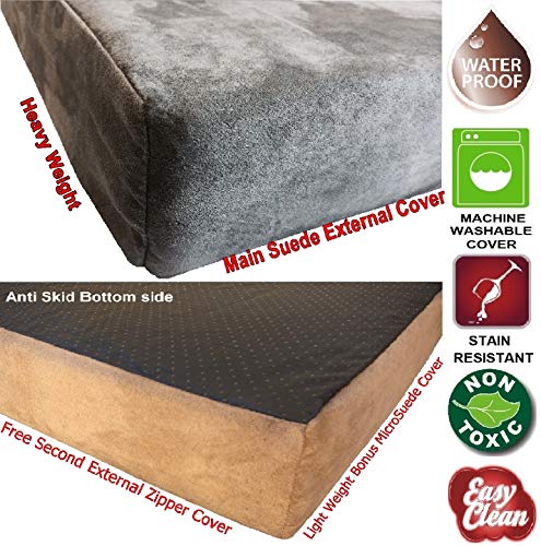 Orthopedic Gel Memory Foam Pet Dog Bed (Microsuede Gray / 37"X27"X4" Inches)