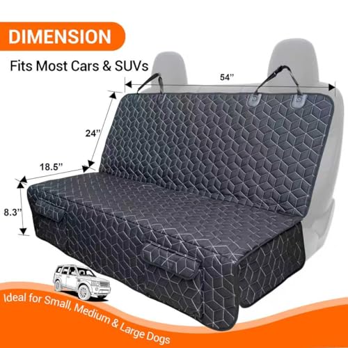 Dog Car Seat Cover (Medium-54" / Bench-Black)