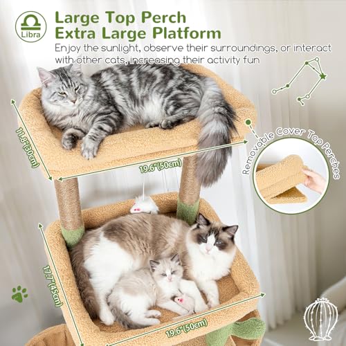 Z78 Heavy Duty Cactus Cat Tree for 20lbs Large Adult Cats (Green / 78 inch)