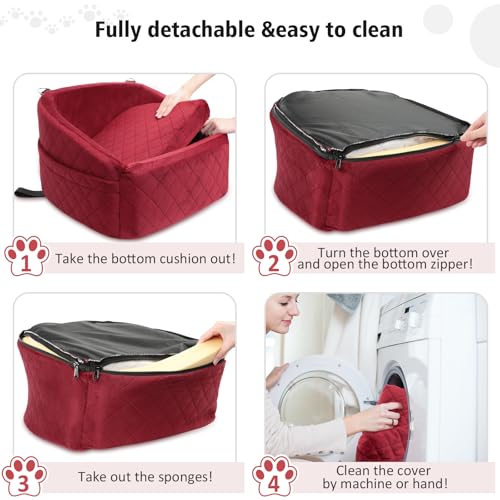 Dog Car Seat for Small Medium Dogs (Red)