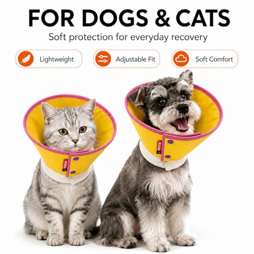 Soft Dog Cone Collar for Dogs & Cats (Yellow / XS)