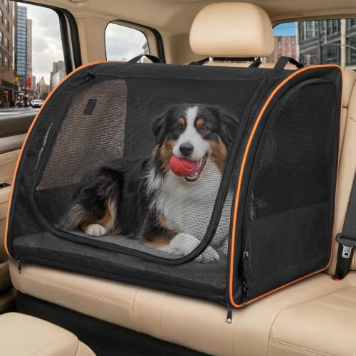 Dog Car Seat Enclosed Carrier for Pets Travel Safety Dog Crate Soft - PetSolution