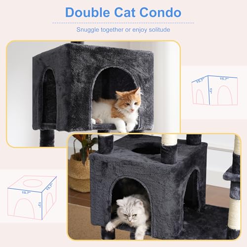Cat Tree, 76-Inch Tall Heavy Duty Cat Tower for Big Cats HCT039G (Smoky Gray / 76.8 inch)